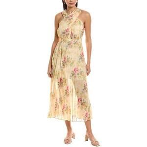 Ted Baker Floral Yellow Dress sleeveless size Large